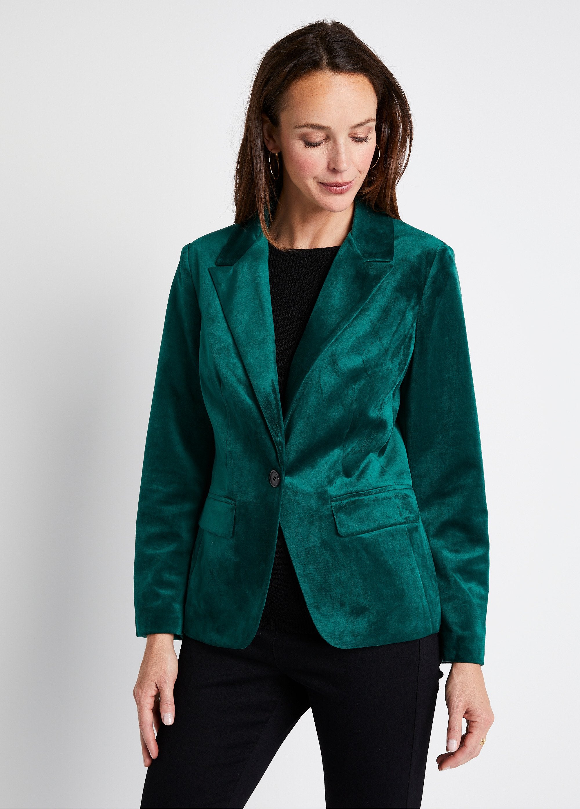 Giacca_blazer_dritta_in_velluto_tinta_unita_con_collo_sartoriale_Verde_FA2_slim