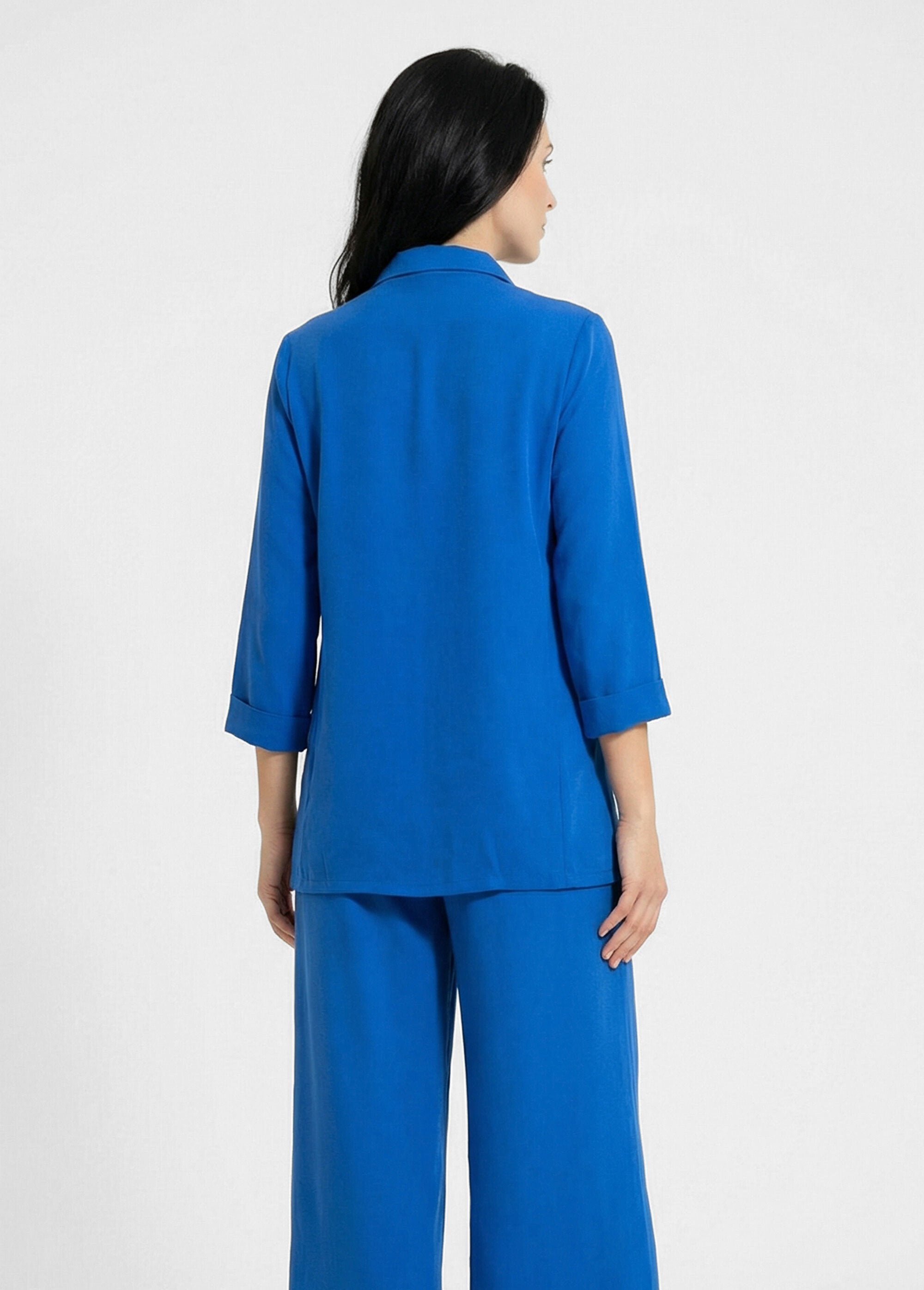 Giacca_Essentiel_con_collo_a_3/4_Bleu_vif_DO1_slim