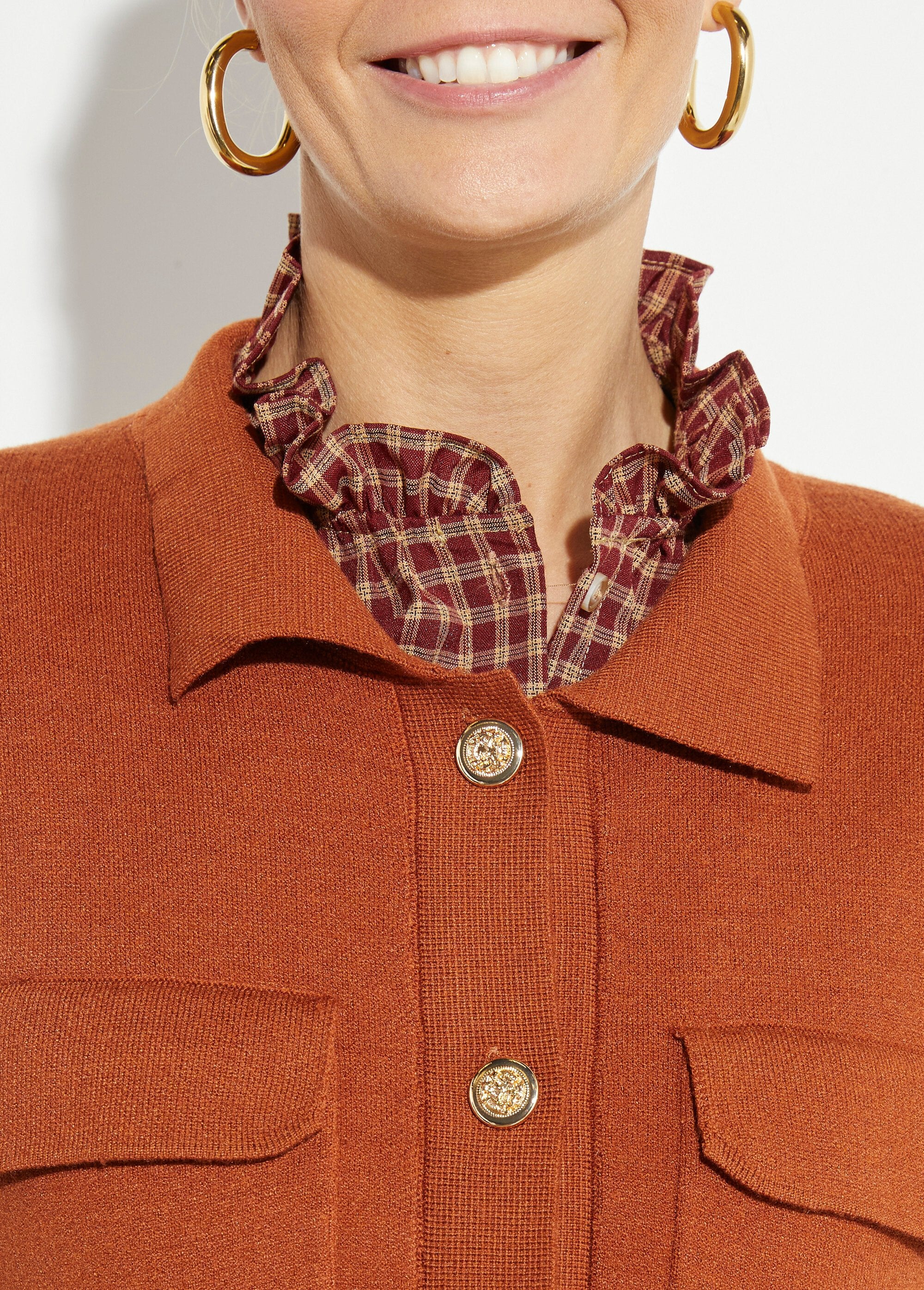 Giacca_in_maglia_jacquard_con_bottoni_in_metallo_Brique_DE1_slim