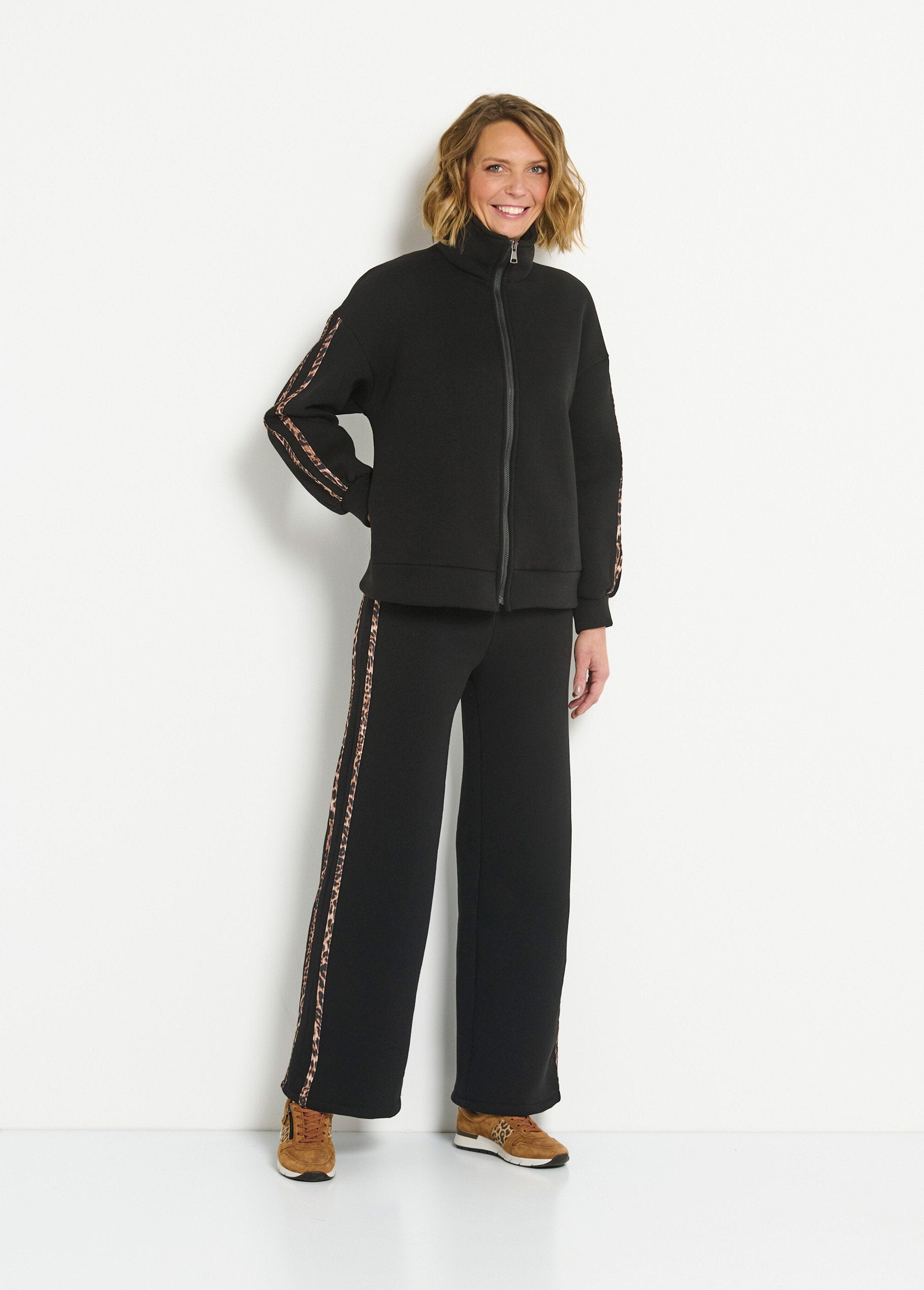 Giacca_comfort_in_pile_a_righe_leopardate_Noir_SF1_slim