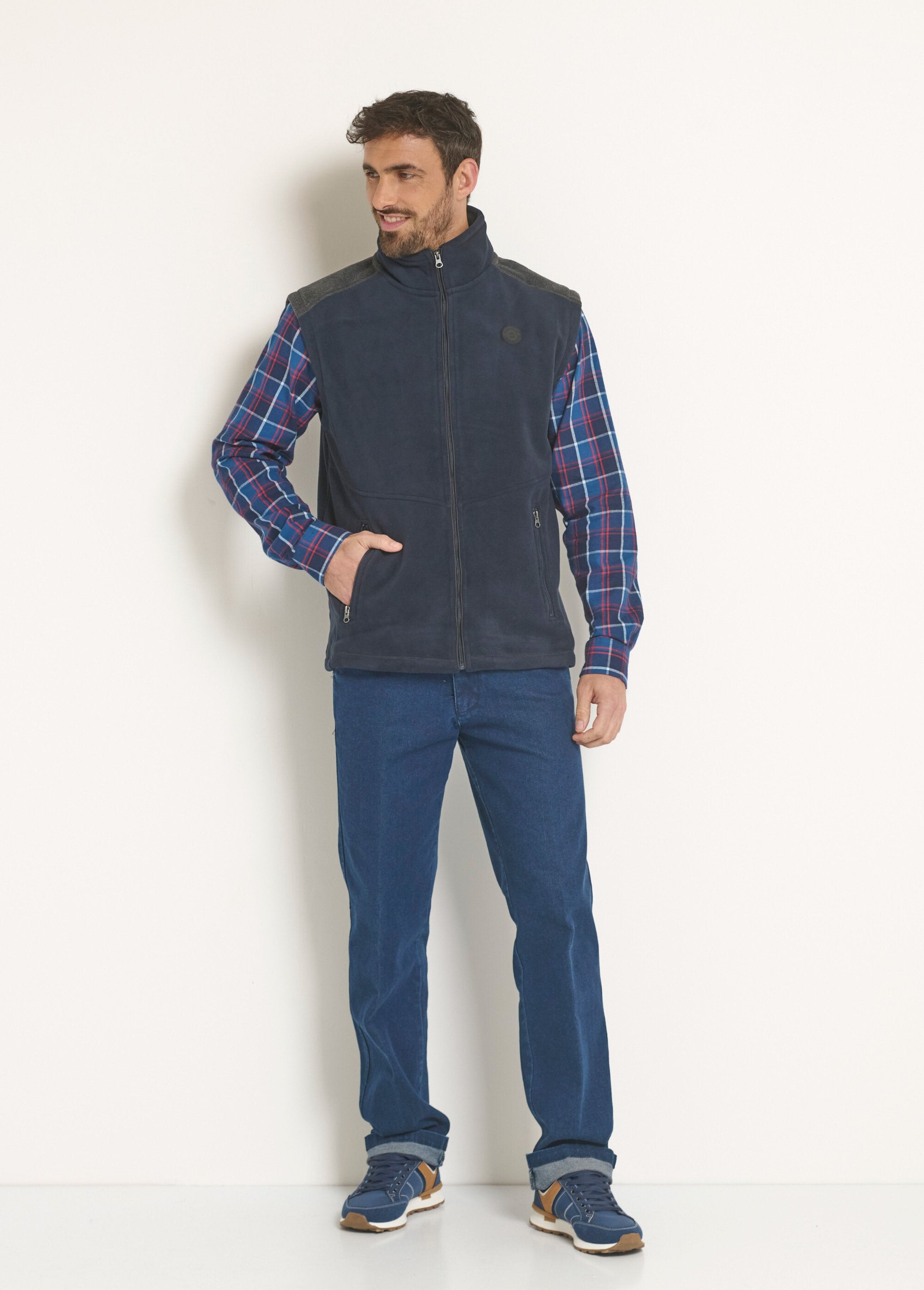Giacca_in_pile_bicolore_senza_maniche_Marine_SF1_slim
